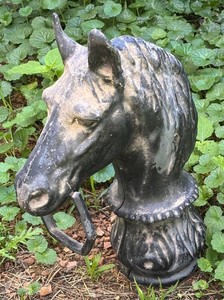 G - Vintage Cast Iron Horse Head Post Finial