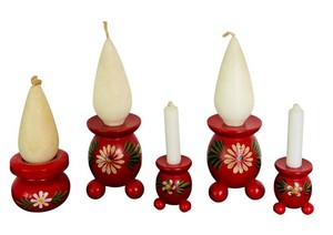 LR - Swedish Painted Candle Holders Set of 5