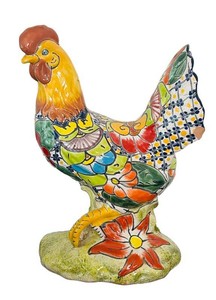 DR - Decorative Rooster Figurine Hand-Painted Ceramic