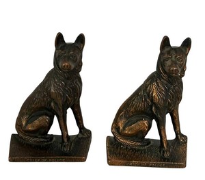 DR - Vintage Bookends - Dog Chief of Police