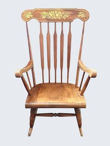 LR - Vintage Rocking Chair Floral Painted Crest