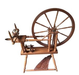 LR - Antique Spinning Wheel Wooden Textile Wheel