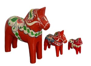 LR - Vintage Dala Horse Figurines Set of 3