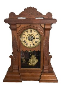 DR - Antique Parlor Clock Walnut Eastlake Waterbury 8-Day