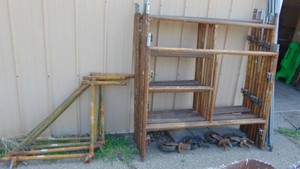 Lot of Scaffolding, Wheels, Extension Legs and Side Xs