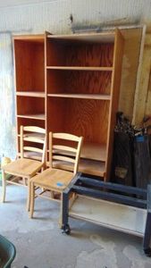 2-Bookcases, 2 Chairs and Metal Stand