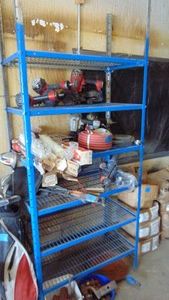 2- Metal Blue Shelves (Contents on shelves not included)