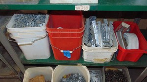 4- Pails of Various screws and Building Supplies
