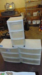 3- Rolling Plastic Drawer Storage Cabinets