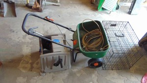 Hose Reel, Scotts Spreader and Pet Kennel