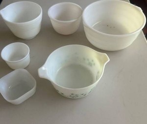 White Glass Mixing Bowl Set (Lot of 6) including Pyrex