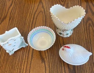 Milk  Custard Glass Decorative Dish Set (Lot of 4) including Northwood