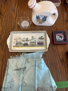 Texas Under Six Flags Decanter, Kennedy Pin, Ashtray, Tray & Scarf Mixed Lot