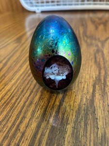 Art Glass Paperweight Egg