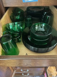 Green Glass Tableware Mixed Lot