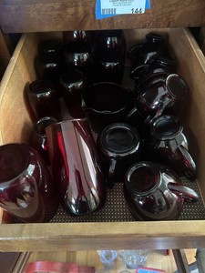 Assorted Dark Red Glass Drinkware