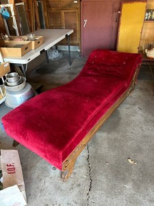 Vintage Upholstered Feinting Couch  Chaise Lounge