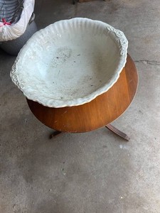 Wood Pedestal Table & Decorative Bowl Mixed Lot
