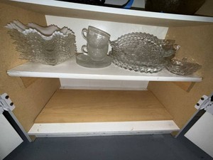 Lot of Vintage Pressed Glass & Cobalt Blue Glassware Serving Pieces
