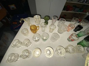 Lot of Assorted Vintage Pottery Crocks, Lidded Bowls & Bar Glasses