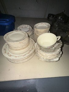 Vintage Floral China Dinnerware Partial Set Pink Garland Made in USA