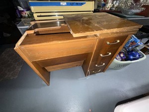 Vintage Wooden Sewing Machine Cabinet Craft Storage Stand w Drawers