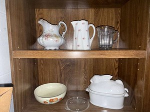 Mixed Vintage Ceramic & Glass Serveware Lot Halls Rabbit Tureen