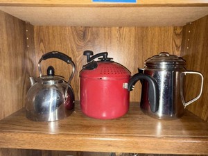 Vintage Stovetop Kitchenware Tea Kettle Popcorn Popper Coffee Pot