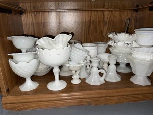 Vintage White Milk Glass Assorted Compotes Vases Bowls Decor Lot