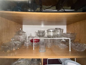 Lot of Vintage Pressed Cut Glass Bowls Candy Dishes Canisters Vase