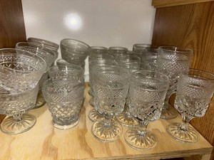 Vintage Pressed Glass Stemware Lot Goblets & Sherbets Whitehall Style