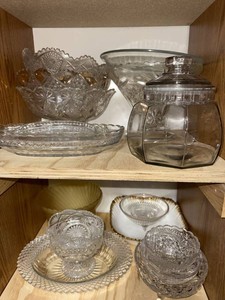 Vintage Pressed Cut Glass Serving Bowls Dishes Candy Jar Mixed Lot