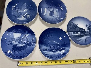 Set of 5 Danish Blue White Porcelain Collector Display Plates