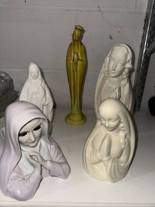 Lot of Vintage Madonna Virgin Mary Figurines Ceramic Porcelain Resin