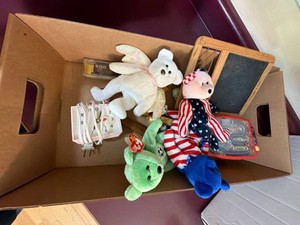Vintage Toy & Plush Lot Ty Beanies PEZ Westclox Chalkboard