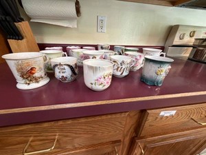 Assorted Vintage Porcelain Shaving Mustache Mugs Floral Souvenir Cups