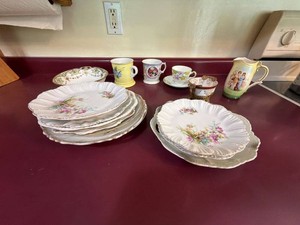 Mixed Lot of Vintage Floral Porcelain Plates Trays Serving Pieces