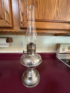 Bradley & Hubbard B&H Kerosene Oil Lamp Nickel Plated Table Lamp