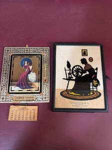 Vintage Advertising Mirror Thermometer & Silhouette Wall Sign Pair