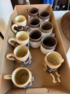 Denby Stoneware Mugs & Vintage Figural Pottery Stein Mixed Lot