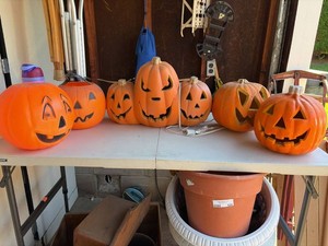 Vintage Halloween Jack O Lantern Pumpkin Decor Lot Lighted Unmarked