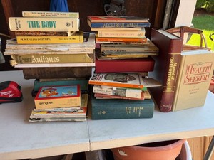 Box Lot of Assorted Vintage Books Magazines Puzzle Religious Medical
