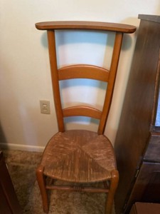 Vintage French Country Rush Seat Ladder Back Side Chair Wood Frame