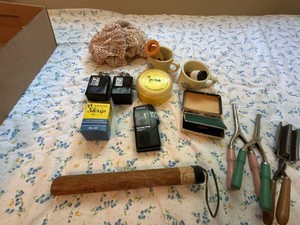 Vintage Household Vanity Miscellany Lot Olympus Hudson Jean Nate