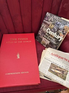 Books & AntiqueWeek Newspaper Lot Times Atlas The Century Ephemera