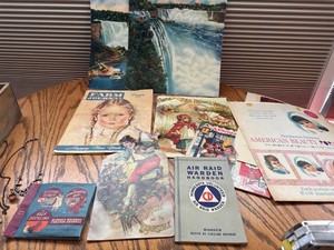 Vintage Ephemera Lot Air Raid Warden Handbook Rockwell Print & More