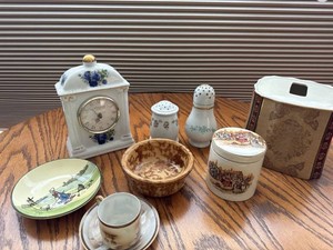 Lot of Assorted Vintage Porcelain Decor Clock Bowls Shakers
