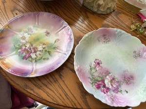 Antique Floral China Serving Platters Wm Guerin Limoges & Royal Frenze