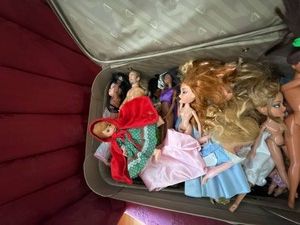 Mixed Fashion Doll Lot w Rolling Suitcase Barbie Disney Bratz Style