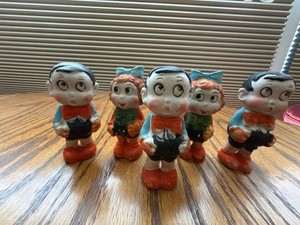 Set of 5 Vintage Bisque Porcelain Scrappy and Margy Big Eyed Boy Girl Figurines Decor
